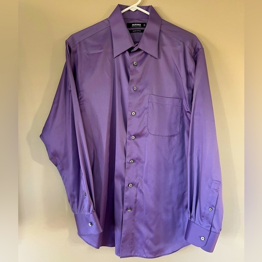 Murano Liquid Cotton Purple Button Down Shirt